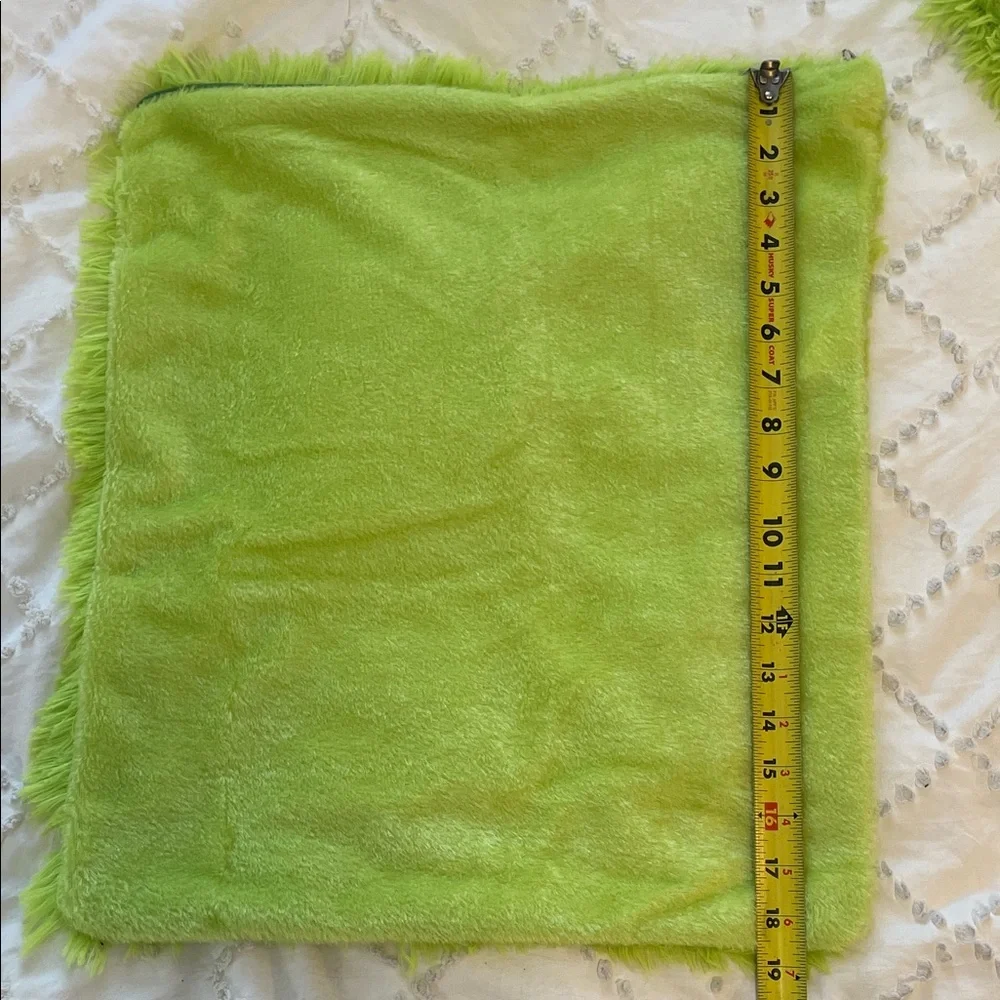 Lime Green Fuzzy Pillow covers set of 2 new